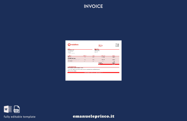 Modello di fattura Vodafone USA in stile verificato